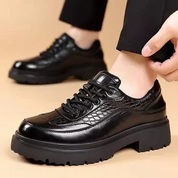 Модные итальянские мужские повседневные деловые туфли из натуральной кожи 2024 года, дизайнерские новые элегантные туфли-оксфорды для мужчин 38 чёрный