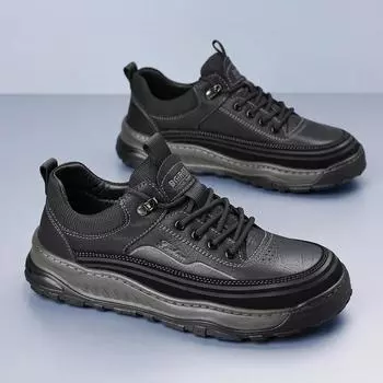 Модные итальянские мужские повседневные кожаные кроссовки для активного отдыха, новые зимние кроссовки из натуральной кожи для активного отдыха, противоскользящие кроссовки для тенниса и ходьбы 38 чёрный