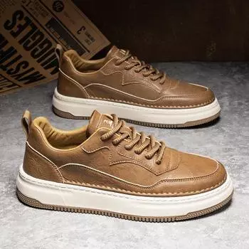 Модные итальянские мужские повседневные кожаные туфли класса люкс для скейтбординга, дизайнерские кроссовки для спорта на открытом воздухе, противоскользящие, теннисные, мужские, удобные, плоские туфли 38 чёрный