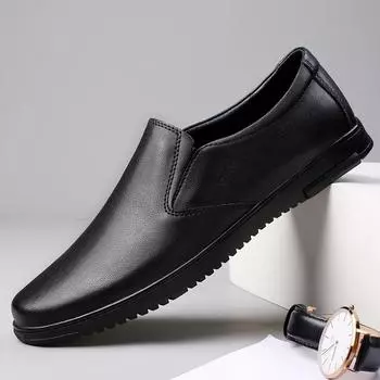 Модные итальянские мужские туфли из натуральной кожи, деловая повседневная обувь ручной работы, высококачественная деловая обувь для мужчин, обувь для вождения, мокасины 37 чёрный