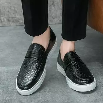 Модные итальянские мужские туфли в стиле кэжуал, удобные мокасины для вождения, высококачественные деловые туфли ручной работы для мужчин, деловые мокасины 38 чёрный