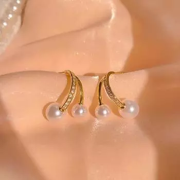 Модные изысканные 14-каратные настоящие позолоченные геометрические простые жемчужные серьги для женщин и девушек, ювелирные изделия из серебра 925 пробы с цирконием класса ААА