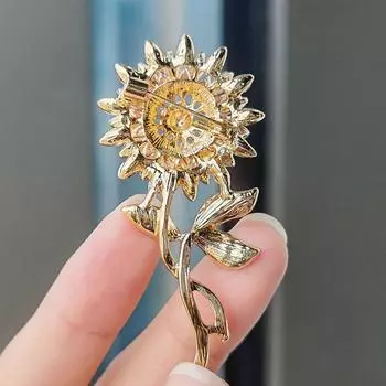 Модные изысканные броши-подсолнухи для женщин и девочек, нежные элегантные костюмы, цветочные броши, булавки, ювелирные изделия, подарок синий