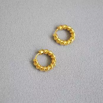 Модные изысканные круглые серьги-кольца из латуни с позолоченным покрытием