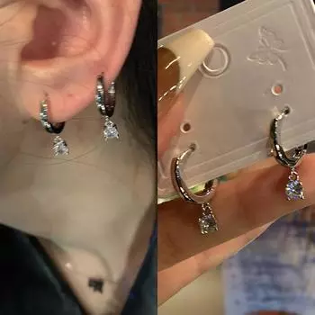 Модные изысканные круглые серьги с подвеской из циркона для женщин, ювелирные изделия, подарок на день рождения 1Pair