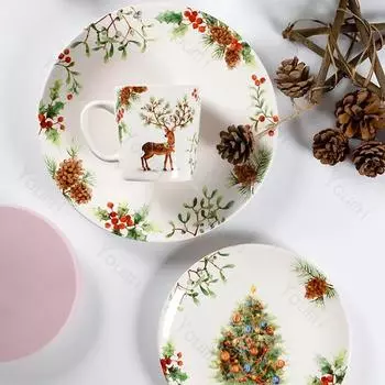 Модные изысканные рождественские обеденные тарелки для ресторана отеля изысканные блюда стейк тарелка для домашнего послеобеденного чая десерт керамическая тарелка