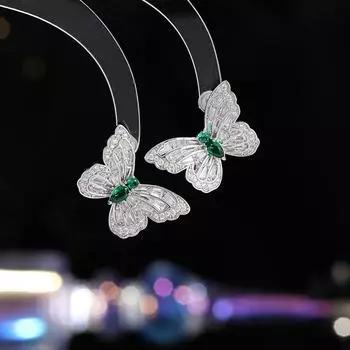 Модные изысканные серьги женские циркониевые легкие роскошные модные серьги высокого класса 925 серебряные серьги-гвоздики в форме бабочки