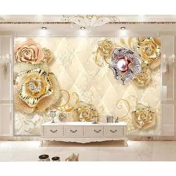Модные изысканные ювелирные изделия Цветочные обои Роскошные цветочные обои в мягкой упаковке Обои для гостиной и спальни Домашний декор 200 cm(W) x 140 cm(H)