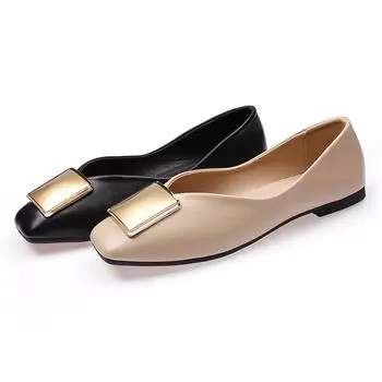 Модные изысканные женские туфли, модные повседневные туфли на плоской подошве с квадратным носком, мягкие противоскользящие удобные большие женские туфли 35-44 35 абрикосовый