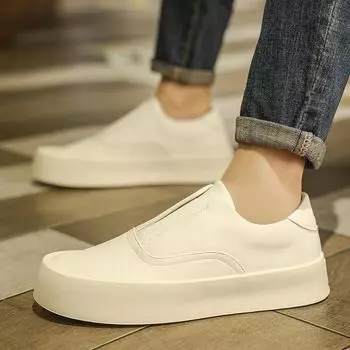 Модные классические белые кроссовки для мужчин слипоны удобные кожаные кроссовки обувь для скейтбординга мужские кроссовки балетки Homme мужские мокасины 39 бежевый