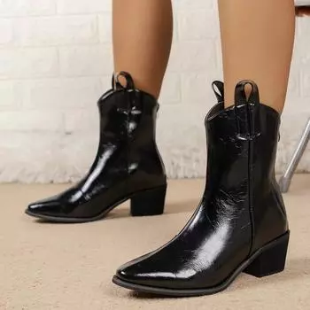 Модные классические ботинки челси осень-зима женские из искусственной кожи с острым носком на танкетке ботильоны простые ковбойские сапоги женские 20024 35 темно-коричневого