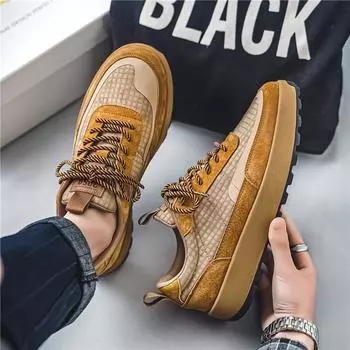 Модные классические брендовые мужские повседневные туфли из натуральной кожи на толстой подошве, модные ретро-спортивные кроссовки для мужчин 38 коричневый