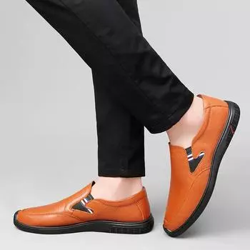 Модные классические брендовые мужские туфли из натуральной кожи с мягкой подошвой Мужская повседневная обувь Универсальная мужская деловая обувь Мужская обувь для вождения 37 чёрный