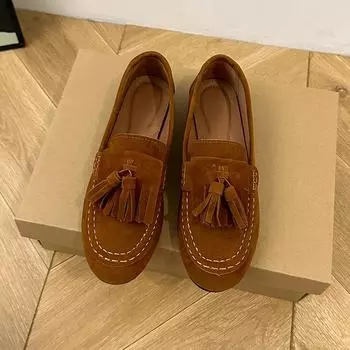 Модные классические и универсальные женские туфли на плоской подошве 2024 года, новые женские рабочие туфли, удобные для работы, легкие и дышащие повседневные туфли 35 коричневый