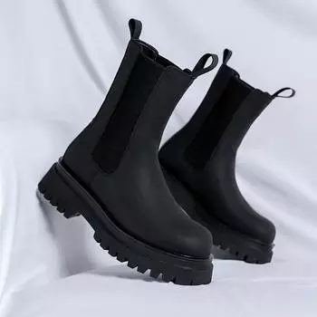 Модные классические кожаные мужские ботинки челси, фирменные дизайнерские туфли, мужские модные повседневные деловые ботильоны, универсальная обувь с высоким верхом 38 чёрный