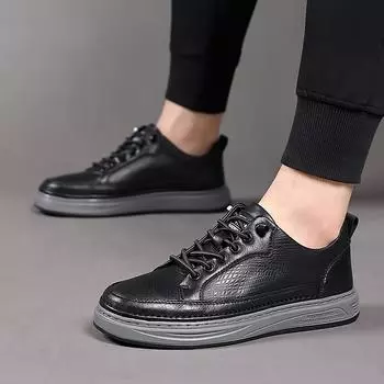 Модные классические кожаные мужские мокасины повседневные туфли на мягкой подошве мужские кроссовки деловые оксфорды обувь для вождения на открытом воздухе обувь для скейтбординга 38 чёрный
