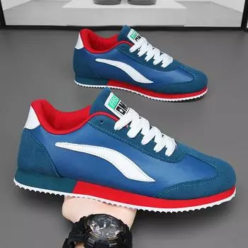 Модные классические кожаные повседневные кроссовки для мужчин, модные дизайнерские синие кроссовки для мужчин, низкие кроссовки на шнуровке для мужчин, спортивная осень 39