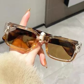 Модные классические маленькие прямоугольные солнцезащитные очки черного цвета для женщин и мужчин, солнцезащитные очки с прозрачными линзами, уличные очки UV400, 2024