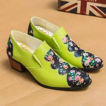 Модные классические модные мужские туфли на высоком каблуке с принтом, большой размер 46, заостренные кожаные туфли, мужские свадебные туфли без застежек для мужчин zapatos hombre 38