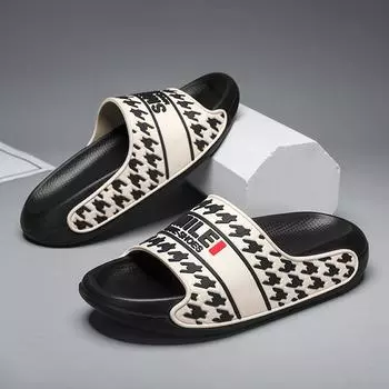 Модные классические модные тапочки с буквенным принтом «рыбий рот» для мужчин, удобные мягкие туфли на платформе, мужские нескользящие повседневные тапочки Pantuflas 40