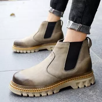 Модные классические мужские ботинки в стиле ретро, мужские осенне-зимние ботильоны, высококачественные ботинки челси, туфли-оксфорды для деловых поездок 38 коричневый