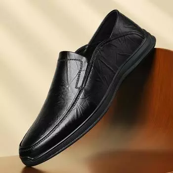 Модные классические мужские мокасины для отдыха, кожаные туфли для мужчин, повседневная обувь, мокасины, дышащие кроссовки, мужская обувь для вождения, удобные туфли на плоской подошве 38 чёрный