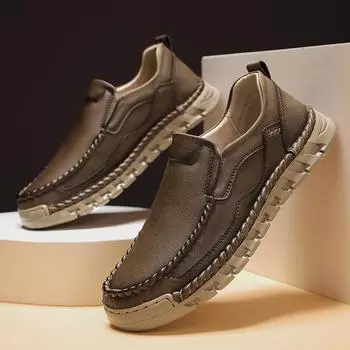 Модные классические мужские повседневные туфли из кожи, сшитые вручную, мужские мокасины, роскошные дизайнерские кожаные мужские мокасины ручной работы, кроссовки 39 хаки