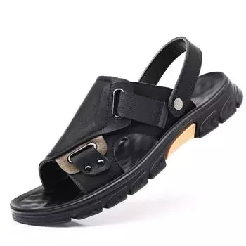 Модные классические мужские сандалии, летние кожаные сандалии, тапочки, мужские повседневные легкие сандалии для отдыха на открытом воздухе, черные водные туфли Sandalias 38