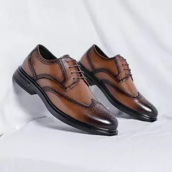 Модные классические мужские туфли из натуральной кожи в сочетании с деловой обувью Универсальная повседневная обувь Банкетные туфли Роскошные свадебные туфли 38 чёрный