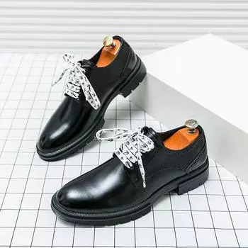 Модные классические повседневные кожаные туфли, новое поступление, мужская деловая обувь, мягкие удобные мужские туфли-оксфорды, стильная официальная обувь для офиса 38 чёрный