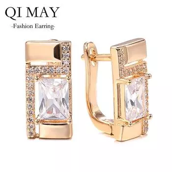 Модные классические серьги-гвоздики из розового золота и белого циркона, большие простые корейские серьги для женщин, ювелирные изделия, подарки