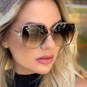 Модные классические солнцезащитные очки большого размера, женские квадратные очки для вождения, уличные зеркальные солнцезащитные очки с градиентом для путешествий, пластиковая оправа UV400