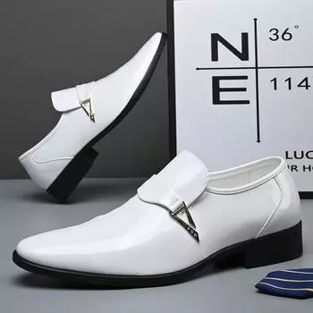 Модные классические туфли в британском стиле с острым носком из натуральной кожи, мужские туфли из высококачественной ткани, новые удобные и износостойкие мужские повседневные туфли 38 белый