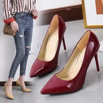 Модные классические высококачественные женские туфли на высоком каблуке, новые, с острым тонким каблуком, с неглубоким горлом, туфли на очень высоком каблуке, женские 35 красный