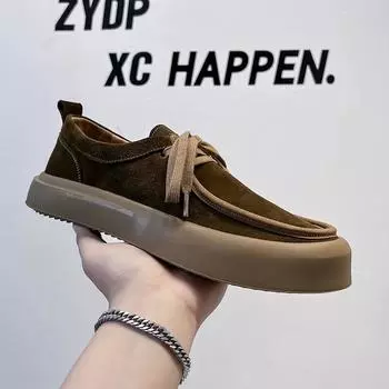 Модные классические замшевые мужские кроссовки для ходьбы, нескользящие простые повседневные туфли, модная мужская обувь для отдыха на открытом воздухе, новое поступление, обувь для вождения 38 коричневый