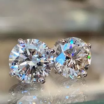 Модные классические женские серьги с 4 когтями из кубического циркония, кристаллы CZ, минималистичные серьги-гвоздики, роскошные свадебные украшения на вечность