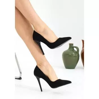 Модные классические женские замшевые туфли на шпильке с острым носком 017-1770-23Замша