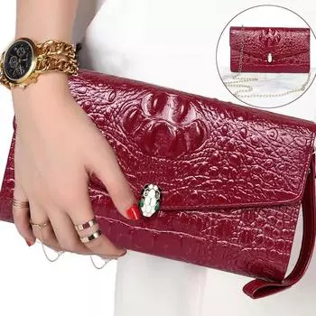 Модные клатчи большой емкости для женщин с узором под крокодила, сумка на плечо, дорожные сумки-клатчи с декором в виде змеиной головы, женские сумки-конверты