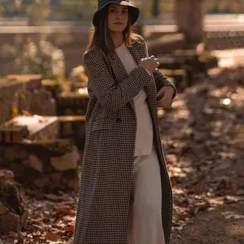 Модные клетчатые пальто женские свободные лацканы с пуговицами и длинным рукавом женское пальто элегантная осенне-зимняя модная женская верхняя одежда XS коричневый