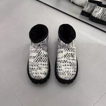 Модные клетчатые повседневные зимние ботинки детские осенне-зимние новые верхняя одежда водонепроницаемые и нескользящие утепленные хлопковые ботинки 35