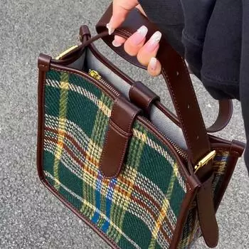 Модные клетчатые сумки через плечо для женщин, женские кошельки и сумки в стиле ретро, повседневные, женские, небольшие квадратные сумки-мессенджеры зелёный