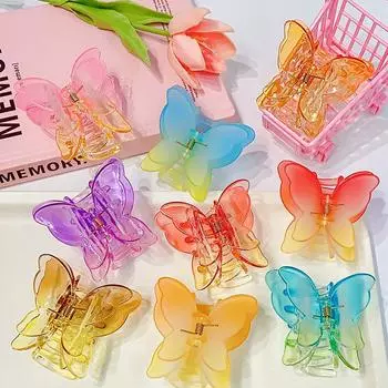 Модные когти ярких цветов, милая заколка для волос в форме бабочки для женщин и девочек, элегантный зажим для хвоста, модная заколка для волос, аксессуары для волос
