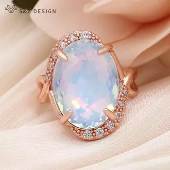 Модные кольца цвета розового золота овальной формы с кристаллами в форме яйца для женщин, свадебные кольца с фианитом, модные ювелирные изделия, подарок