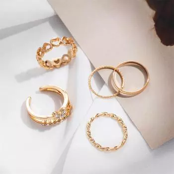Модные кольца для женщин, комплект колец золотого цвета в стиле хип-хоп, простые кольца на палец, ювелирные изделия для вечеринки золотой