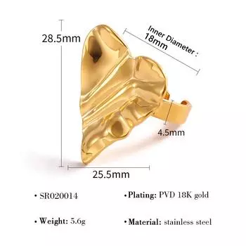 Модные кольца из нержавеющей стали с покрытием, женские ретро-роскошные нерегулярные плиссированные кольца из титановой стали