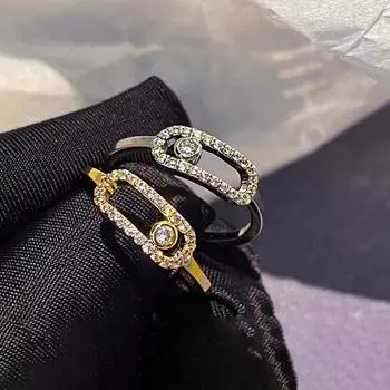 Модные кольца, открытое белое циркониевое кольцо для женщин и девушек, простое полое геометрическое подарочное регулируемое изящное свадебное ювелирное украшение золотистый