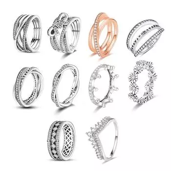 Модные кольца с бесконечным сердцем, цветком ромашки, короной, сверкающее кольцо с сердечком любви для женщин, ювелирное кольцо, подарок на годовщину 8