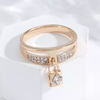Модные кольца с двойным цирконом и подвеской-замком для женщин, индивидуальные украшения 7