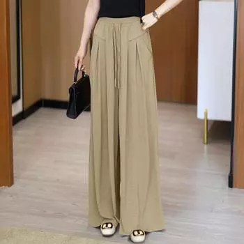 Модные комбинезоны с завязками и эластичной резинкой на талии, повседневные брюки, походные брюки L коричневый