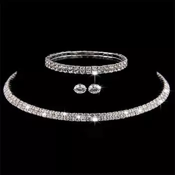Модные комплекты ювелирных изделий для невесты, посеребренное свадебное платье, комплект ожерелья и серег для банкета, женский подарок на вечеринку 1